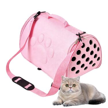 Трансформер для котів - сумка-переноска з регульованим плечовим ременем | Сумка для цуценят для подорожей, на вулицю, в літак, кемпінг, до ветеринара, в місто, рожева