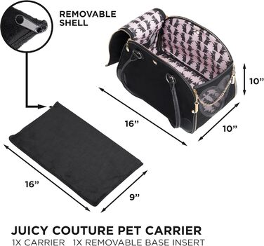 Сумка-переноска для тварин Juicy Couture, стильна чорна дорожня сумка для маленьких собак і котів