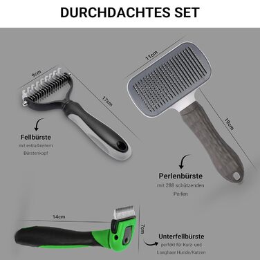Набір з 3 щіток для собак та котів: для довгої та короткої шерсті, видалення підшерстя. Набір аксесуарів для догляду за тваринами