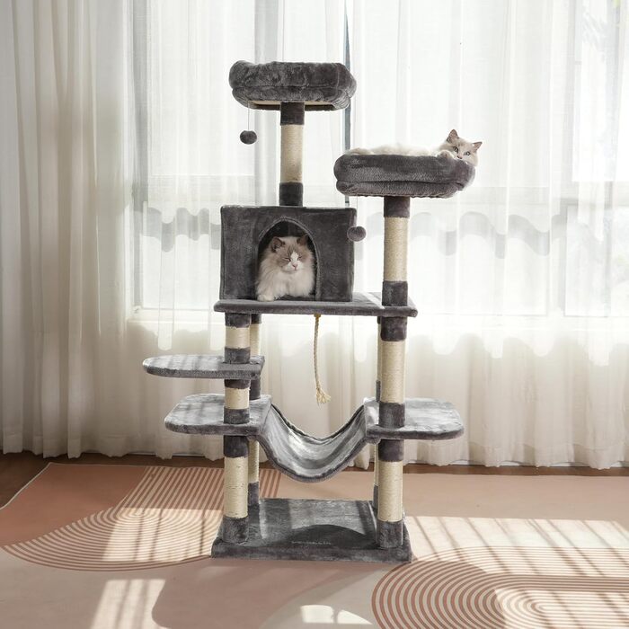 Велика когтеточка для котів 150 см XXL, надміцна, для важких котів, натуральний сизаль, товстий плюш, якісна ДСП, 150x96x62 см