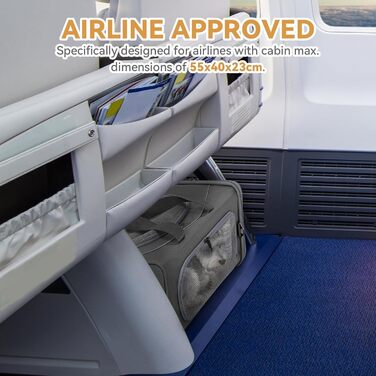 Транспортна сумка для собак та котів Petsfit 55x40x23 - переноска для тварин в літак, авто, поїзд (сірий)