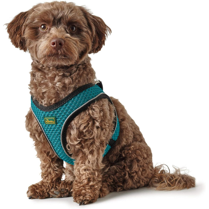 Нашийник для собак HUNTER HILO COMFORT, турквіс, S-M. Легкий, з сітчастого матеріалу, з відбиваючими елементами, для собак маленької та середньої породи.