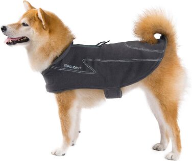 Тепла флісова куртка для собак VIVAGLORY Cozywrap Wintermantel, з отвором для шлейки, відбиваючі елементи, регульована, сірого кольору, XXS (обхват грудей 29-40 см)
