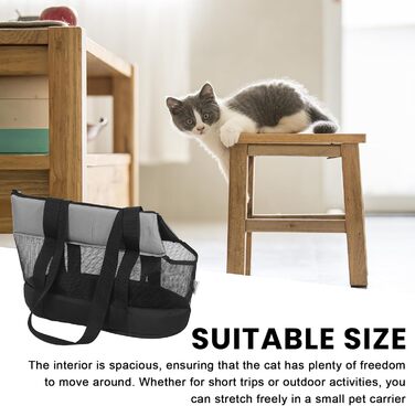 Транспортна сумка для котів та собак до 5 кг: дихаюча переноска з пряжкою, портативна сумка для маленьких тварин, чорна
