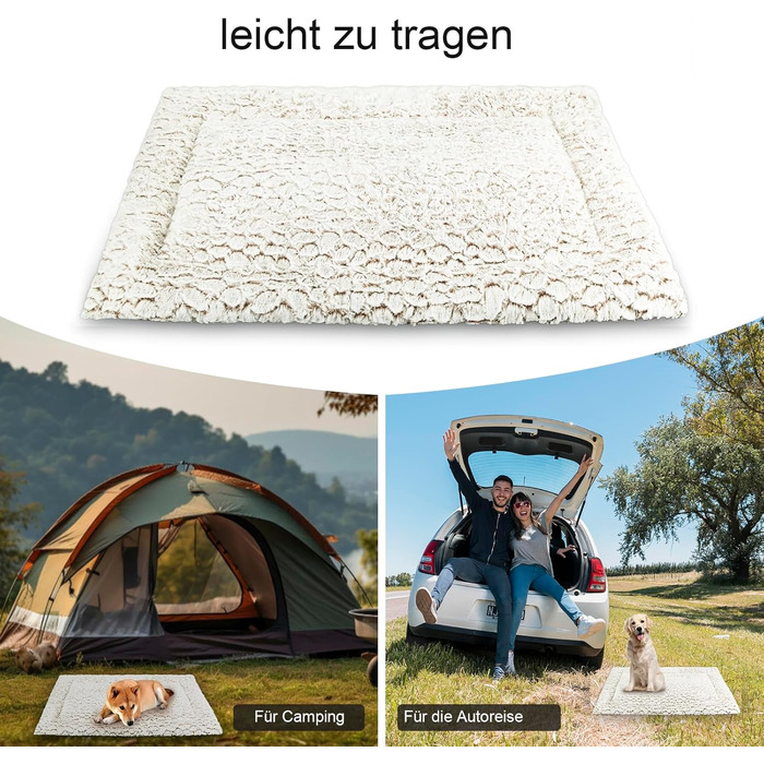 Лежанка для собак середніх порід 75x50 см, м'яка, з коротким ворсом, антиковзаюча, в стилі мармуру, хакі