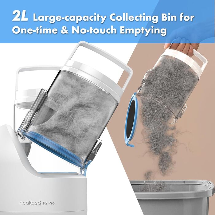 Машинка для стрижки собак Neakasa P2 Pro з пилососом, тиха, професійний набір для грумінгу домашніх тварин, 5 насадок для собак та котів, блакитна