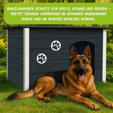 Будка для собак Outentin - XL, сіра, 76x60x60 см - тепла, ізольована, для вулиці