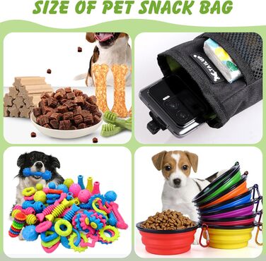 Ланжує Лекерлібутель - ласощі для маленьких собак, чорний, з кліпсою для ременя, 600D Оксфорд, 2 шт.