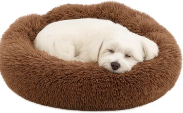 Крісло-лежанка для собак та котів Flamingo, м'яке, у вигляді подушки-донат, 55 см, колір мокко