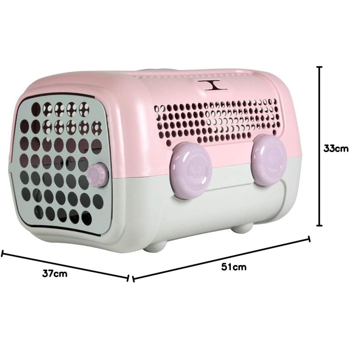 Транспортна бокс United Pets A.U.T.O. Design для малих собак і котів, Італія, рожево-сірий, з гігієнічним килимком 51x37x33 см, переноска для подорожей