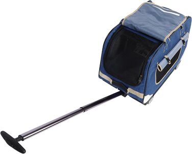 Транспортна переноска для собак, складана, велика, з колесами та телескопічною ручкою, для котів та собак до 17,5 кг (BLUE)