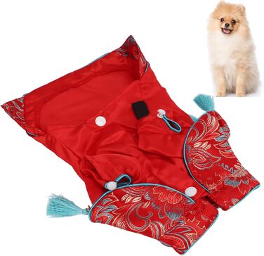 Костюм для собак і котів у китайському стилі Чеонгсам з атласу, Tang Anzug, розмір L. Елегантний дизайн, м'який бавовняний матеріал, святковий одяг для Різдва та вечірок