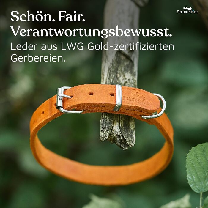 Схоплювач для собак Freudentier Alsterufer з натуральної шкіри (Sunset Orange, 33-44,5 см) - ручної роботи, EU