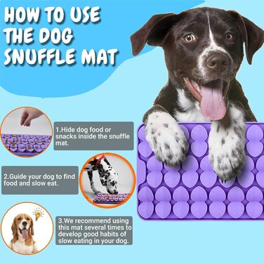 Силіконова сенсорна килимок для собак, 18x37 см, килимок-іграшка з присосками, повільний дозатор корму, килимок для годування собак, іграшка для собак, розважальна іграшка для собак (фіолетовий)