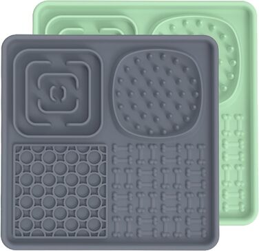 Силіконовий килимок для собак та котів - антистрес, без BPA, з великим присоском (сірий+зелений)