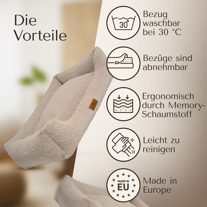 Ортопедичне ліжко для собак Teddy - Корзина для собак, яку можна прати - Ергономічне ліжко для собак з знімним лежаком - Сертифікат OEKO® TEX & Виготовлено в ЄС - Для маленьких, середніх та великих собак (Грейж, L) Грейж L (100x70 см)