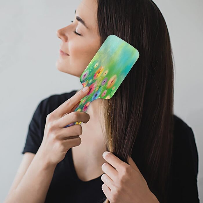 Щітка для волосся з акварельним малюнком собак, нейлонові щетинки, підходить для густого, кучерявого, тонкого, довгого, короткого, мокрого або сухого волосся, надає блиск та забезпечує безпеку для волосся, (Акварельний абстрактний квітковий візерунок)