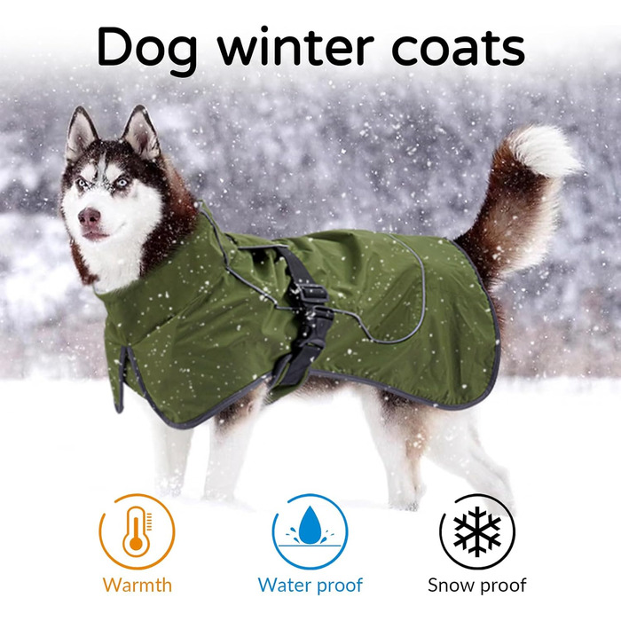 Водонепроникний собачий плащ, тепла куртка для собак з шлейкою, світловідбиваючий цуценячий плащ з флісовою підкладкою для великих та міцних собак, холодна погода, для використання в приміщенні та на вулиці, колір зелений, розмір XXL