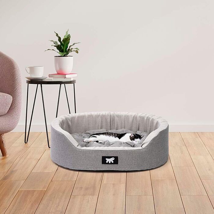 Крісло-ліжко для собак Ferplast - м'яке ліжко для маленьких собак з антибактеріальним захистом, бавовна, 45 x 35 x 13 см, сірий колір