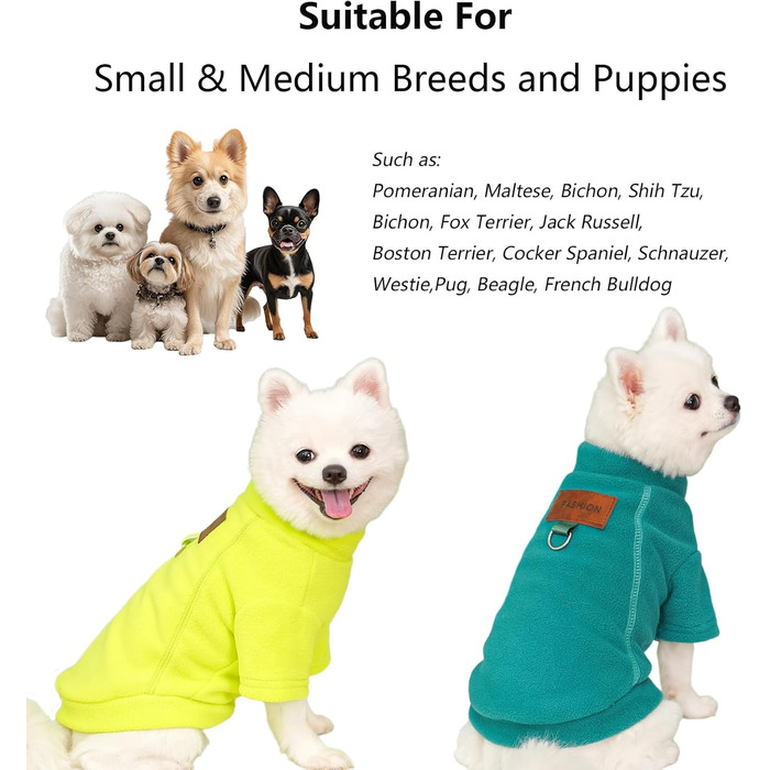 Пуловери для собак з флісу (2/3 шт.) - теплі, м'які, з ролетним коміром. Підходять для маленьких собак, цуценят та котів. Кольори: сірий, зелений, блакитний.