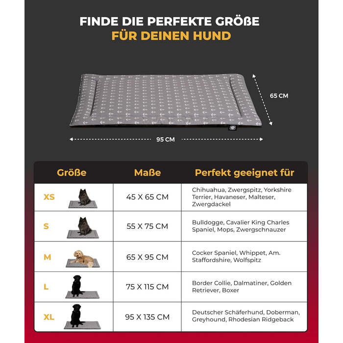 Літня подушка для собак HS-Hundebett® з бавовни з наповнювачем та антиковзаючою основою XS – М'яка подушка для собак на літо – Пральна та довговічна – Легка літня подушка для собак – Виготовлено в Німеччині (Сірий Якір, 40x60 см)