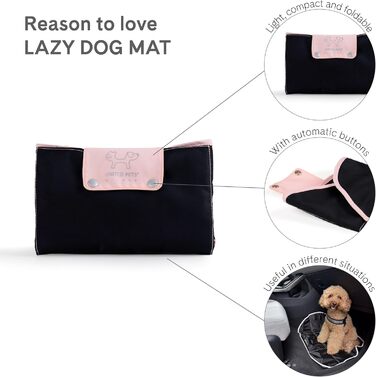 Килимок для собак Lazy Dog Mat від United Pets - портативне, складне ліжко для собак, ідеально підходить для ресторанів та подорожей. Легкий килимок для собак, чорно-зелений колір.