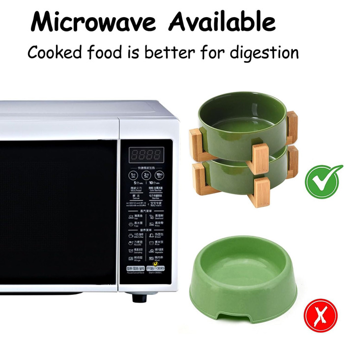 Набір мисок для котів та собак Petygooing з кераміки, на підставці, 800 мл (2 шт.), зелений, антиковзаючі