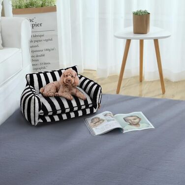 Крісло-лежанка для собак, лежанка для тварин, миється, м'яке ліжко для собак, подушка для собак, диванчик для собак (M-65x40x30см, чорно-білий)