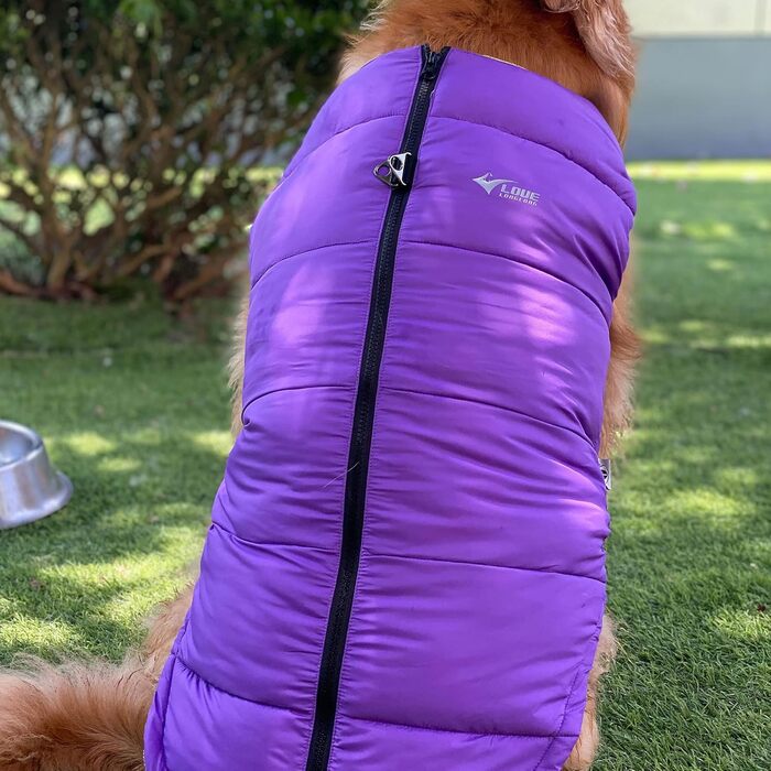 Зимова куртка для собак, водонепроникна, вітронепроникна, тепла флісова куртка з блискавкою для маленьких, середніх та великих собак, зелена, розмір L, зелений (S (-9lbs), фіолетовий)