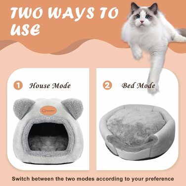 Кігтеточка-будиночок для котів, м'яке ліжко-хатинка, тепле затишне місце для сну, сірий колір