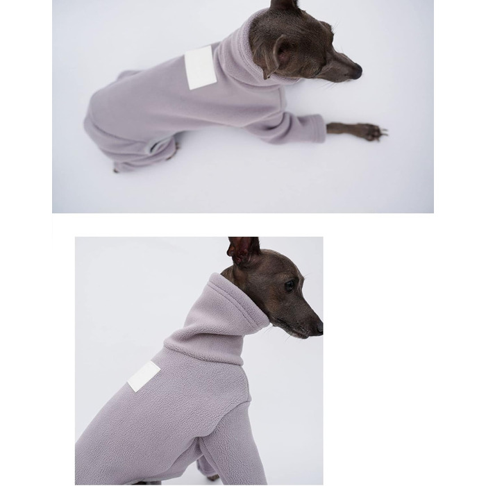 Теплий фланелевий халат для грейхаундів та віппетів, флісовий пуловер з ніжками, вітрозахисний халат з коміром-стійкою, зимовий халат для собак, малих, середніх та великих порід (фіолетовий, XX (X-Small))