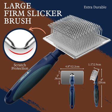 Щітка для собак Slicker з захисними кульками: масажна щітка для чутливої шкіри та шерсті, професійний догляд для довгошерстих собак та котів, Лабрадор
