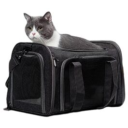 Складана переноска для собак та котів - чорна, для подорожей та кемпінгу