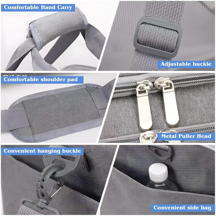 Транспортна сумка для кота та собаки, сіра, 45x30x30 см (до 8 кг)