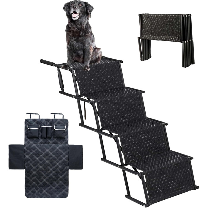 Рампа для собак у багажник авто з захистом, 4 сходинки, 55–76 см, до 70 кг, складана, з килимком