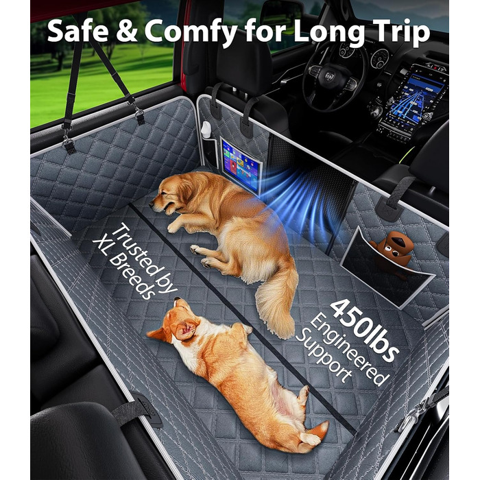 Захисний чохол на сидіння для собак PetGenie, військовий захист 10 шарів, безпека 12 точок, водонепроникна підстилка з твердим дном для SUV