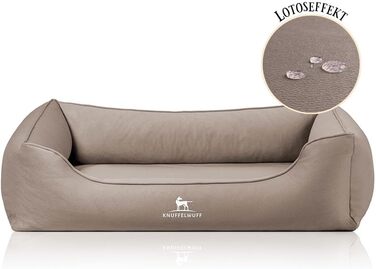Ортопедичне ліжко для собак Knuffelwuff Oliver, M-L - Зручне, легко миється, з ефектом замші, з піною з пам'яті, водовідштовхувальне, миється, для собак маленьких та великих порід (85 x 63 x 23 см, світло-коричневе)