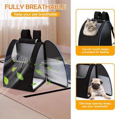 Рюкзак для тварин Allsopets: складаний рюкзак для котів та собак, дихаючий, знімний килимок. Ідеально для подорожей, прогулянок та хатніх потреб. (Чорний, Синій)