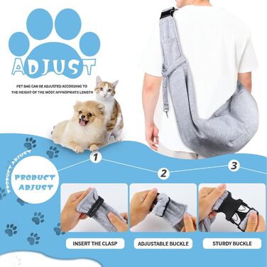 Сумка-переноска для тварин, регульована переноска для собак, реверсивна переноска для маленьких собак до 7 кг, переноска для собак, переноска для собак для прогулянок та активностей на відкритому повітрі (Сірий)