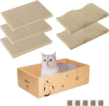 Дошка для дряпання котів RUBMEOW, 5 шт., двостороння, з котячою м'ятою, міцна, для дому