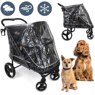 Buggy для собак MY DUQUE CHAMP XL – великий, для великих собак, чорний, з дощем, місцем для напоїв та вантажним відсіком (50кг)