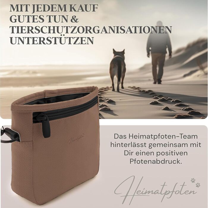 Сумка для ласощів для собак Heimatpfoten® з штучної шкіри - ласощі з магнітною застібкою однією рукою - сумка для ласощів для собак (Чорний, S, Коричневий)