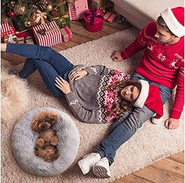 М'яке ліжко для собак та котів, 50 см, сірий колір, з антиковзною основою, легко миється