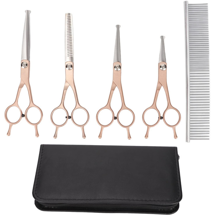 Набір професійних ножиць для грумінгу собак, 5 шт., з нержавіючої сталі, безпечні, для собак, котів та інших тварин
