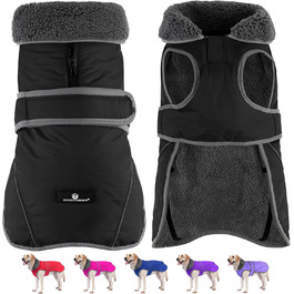 Зимовий теплий одяг для собак Dogchee: куртка з флісовим коміром, тепла та зручна, для малих, середніх та великих собак, чорна, розмір XXL (обхват грудей 78-100 см, довжина спини 61 см)