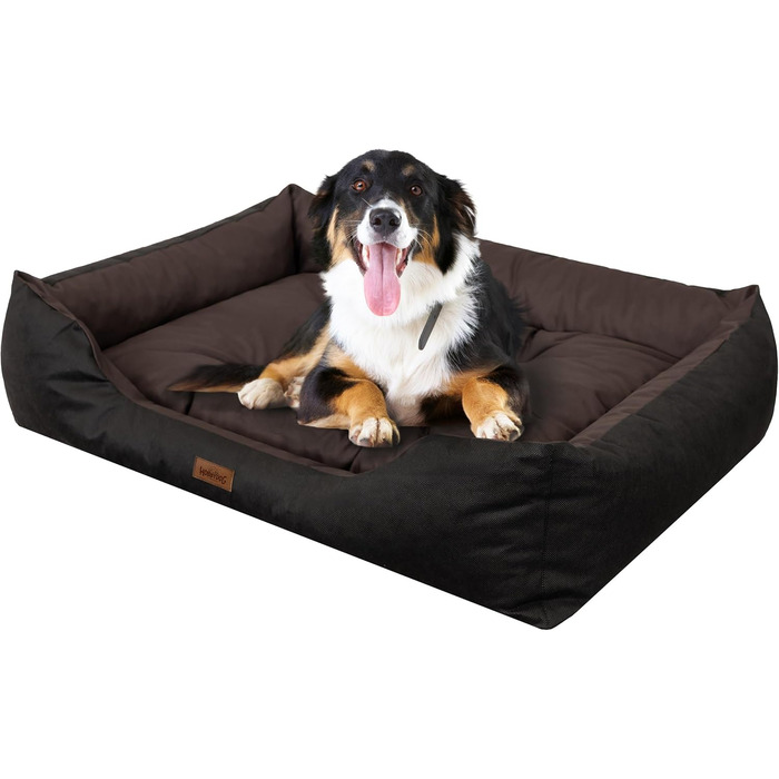 Зручне ліжко для собак великих та середніх порід - водонепроникне собаче ліжко, 92x73 см, коричневе з чорним