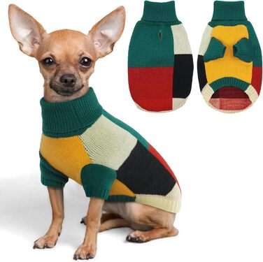 Вовняний пуловер для собак Hjumarayan, вінтажний стиль, для маленьких собак, зелений (XS)