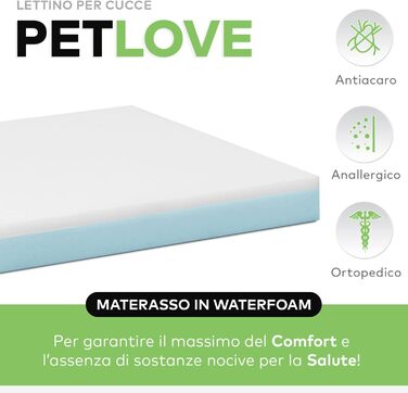 Ортопедичне ліжко для собак EvergreenWeb, середнього розміру | Ліжко для тварин з масажною наволочкою | Знімне та пральне собаче ліжко | Синій матеріал | PETLOVE M блакитне