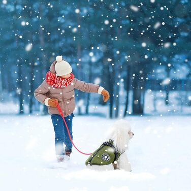 Зимова курка для собак з нагрудником та гнучким поясом, захист від вітру та живота, світловідбиваюча жилетка для тварин з флісовою підкладкою, для маленьких собак (зелена, 2XL)