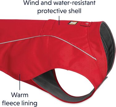 Ruffwear міцна куртка для собак з флісовою підкладкою, для мініатюрних порід, розмір XXS, червона (Red Currant), модель Overcoat